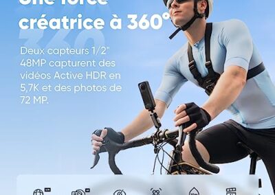 Kit Camera D Action Etanche A 360 Avec Capteur Insta360 X3 8
